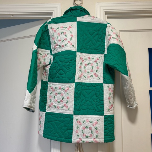 Psychic Outlaw Checkered Green Quilted Women's Jacket - Picture 3 of 6